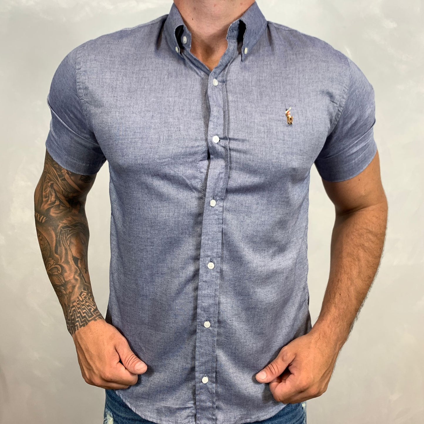 Camisa Masculina Manga Curta Azul Ref. 30168