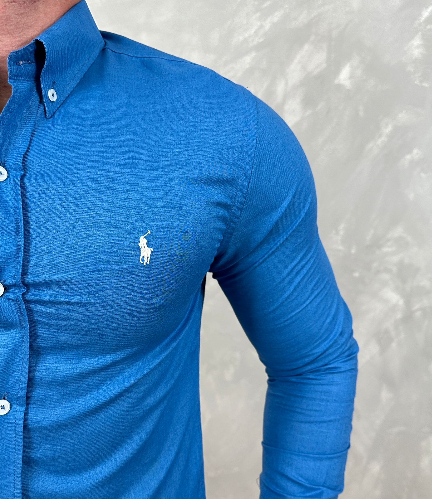 Camisa Ralph Lauren Manga Longa Azul Bic