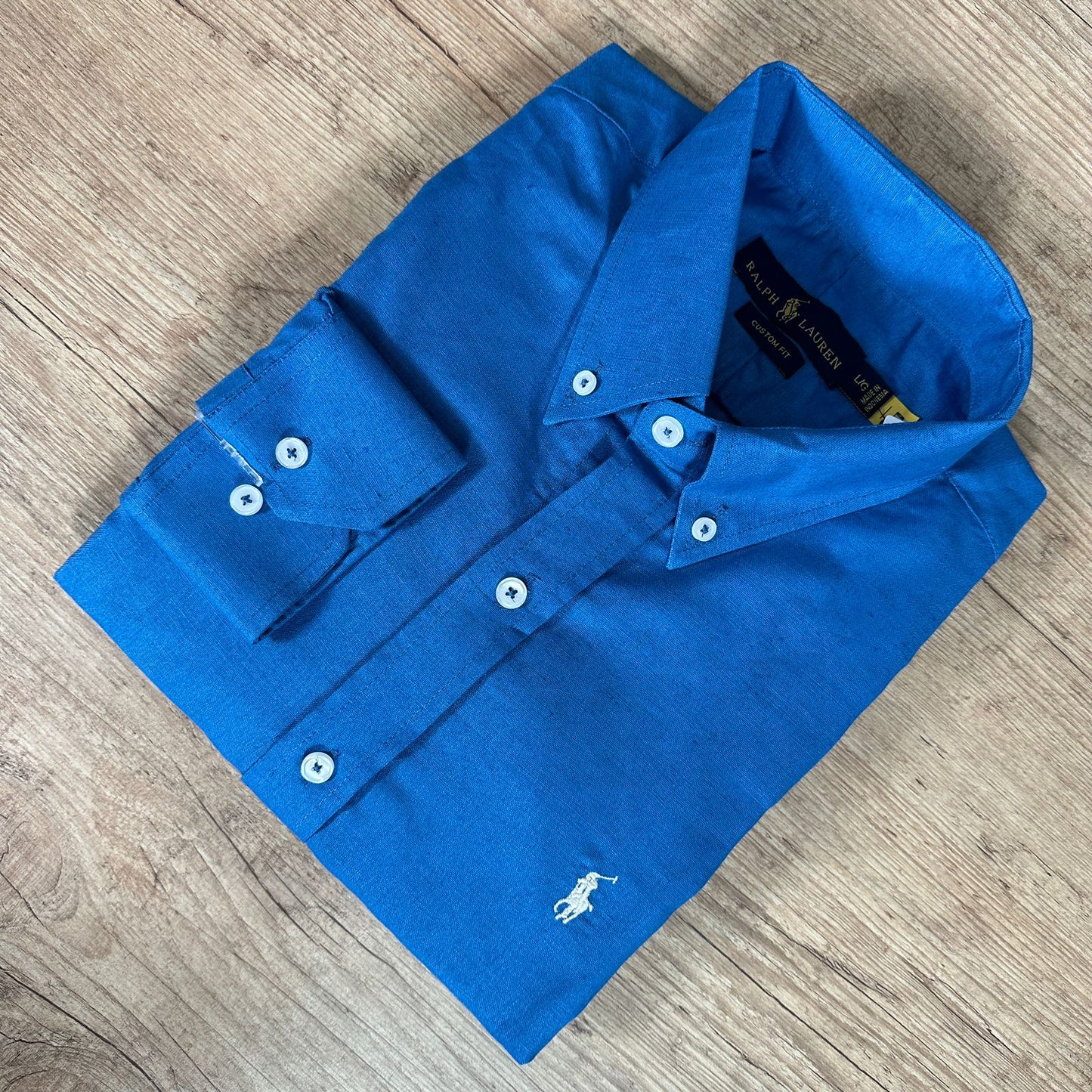 Camisa Ralph Lauren Manga Longa Azul Bic