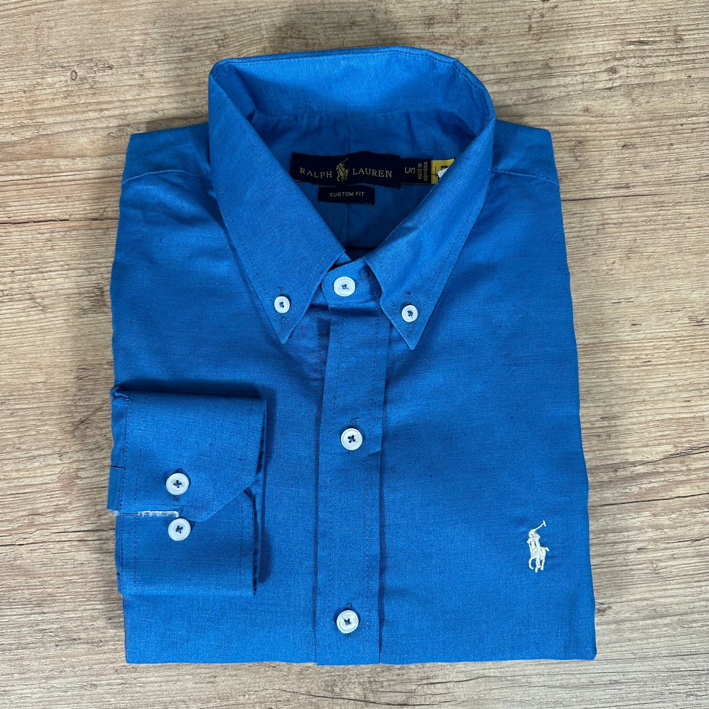 Camisa Ralph Lauren Manga Longa Azul Bic