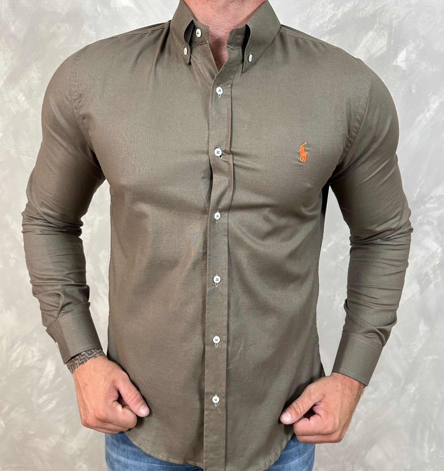 Camisa Ralph Lauren Manga Longa Marrom - Ref.40705