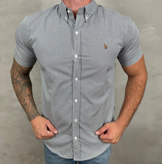 Camisa Ralph Lauren Manga Curta Xadres Cinza - Ref. 30291