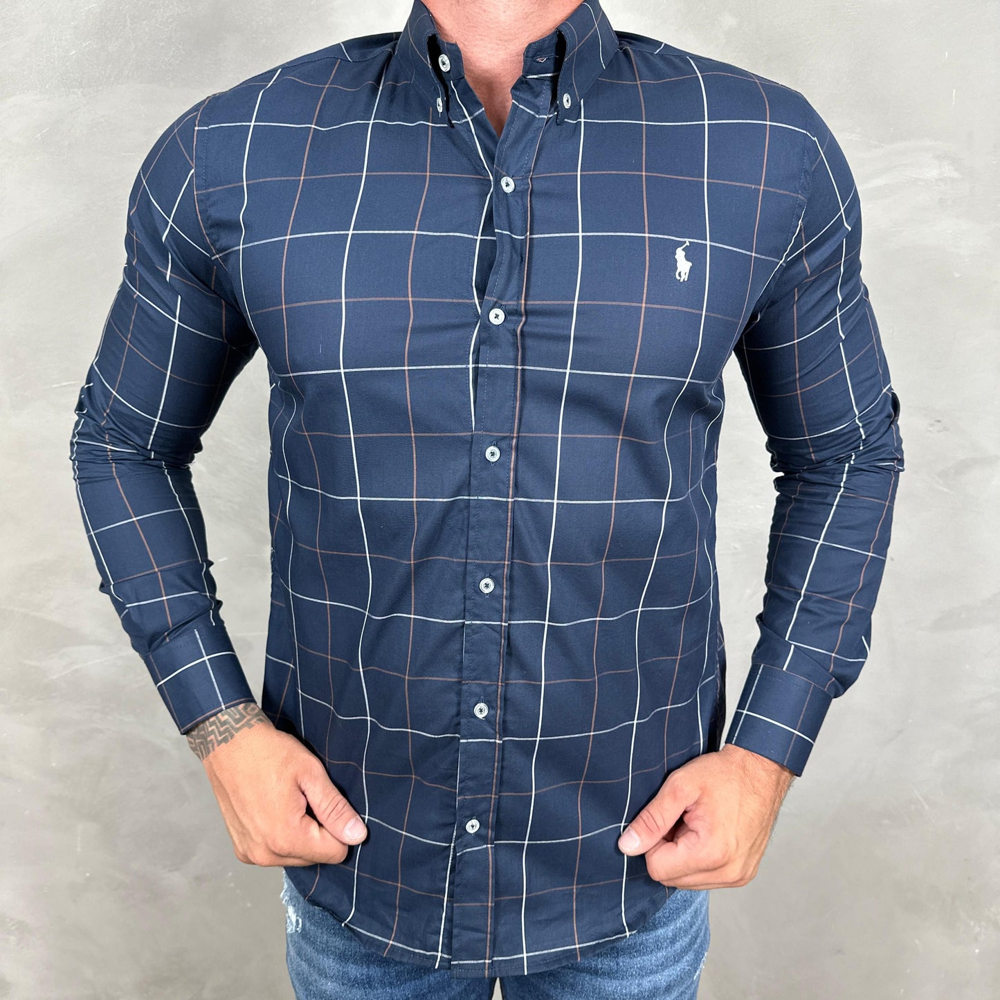 Camisa Ralph Lauren Manga Longa Xadrez Azul - Ref. 40860